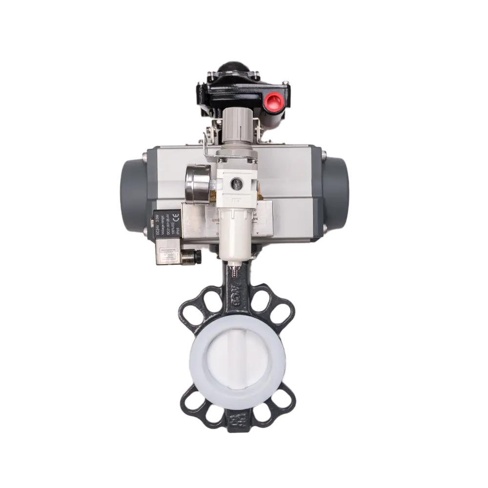pneumatic PTFE-Lined Butterfly Valve 2 Fluorine Lined Pneumatic Butterfly Valve 1