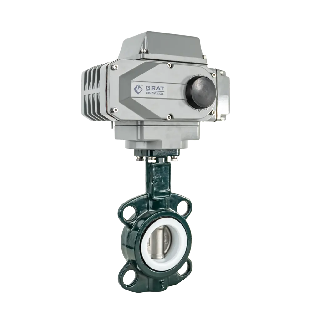 Electric PTFE-Lined Butterfly Valve 4 Wafer Type Electric PTFE Lined Butterfly Valve2