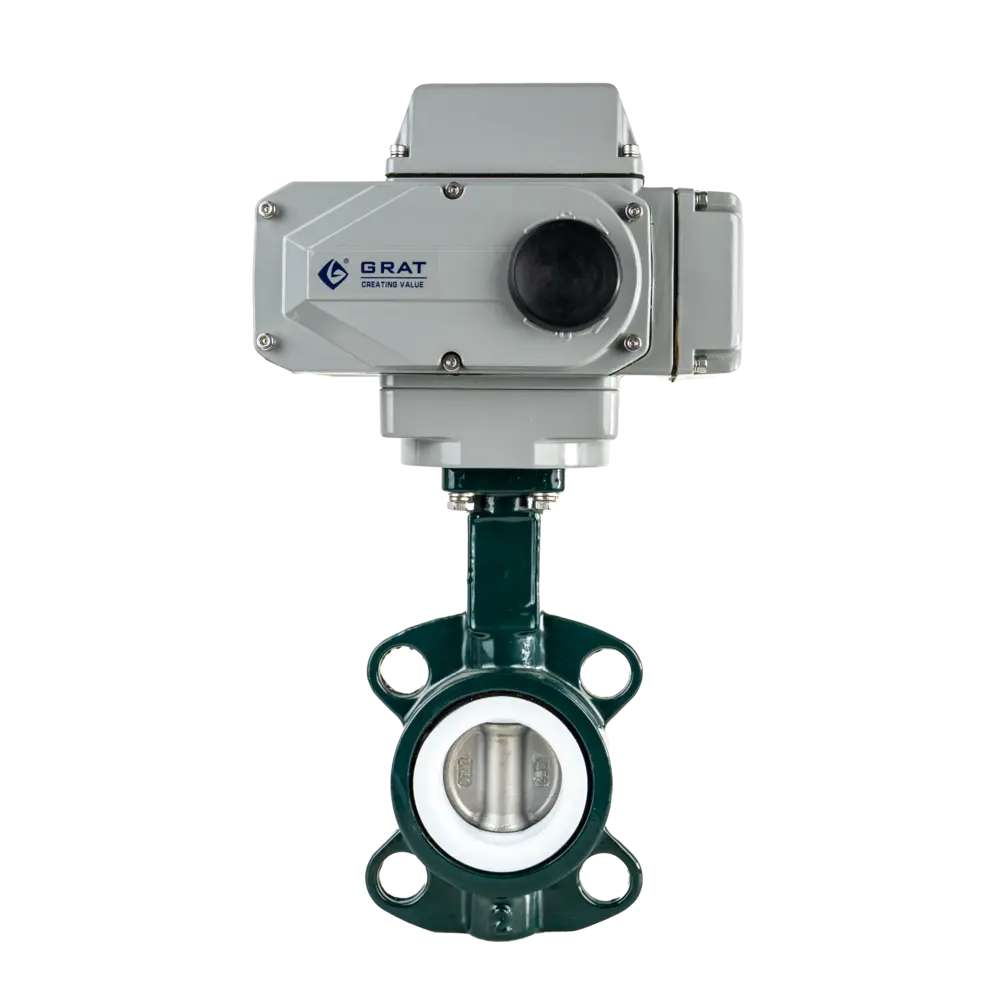 Electric PTFE-Lined Butterfly Valve 3 Wafer Type Electric PTFE Lined Butterfly Valve3