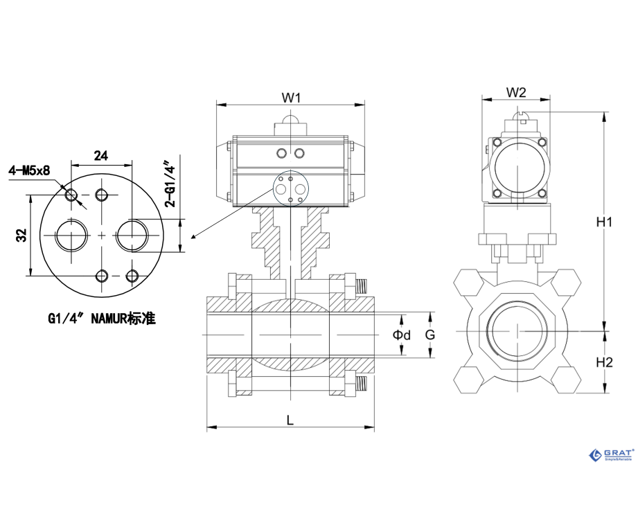 Pneumatic Internal Thread Ball Valve 3 1 2010261A11B26