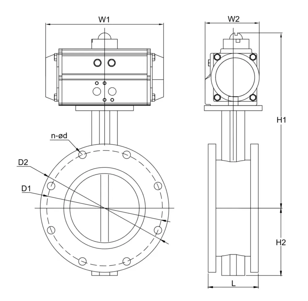 Pneumatic Soft-sealed Butterfly Valve 11 法兰气动蝶阀尺寸图