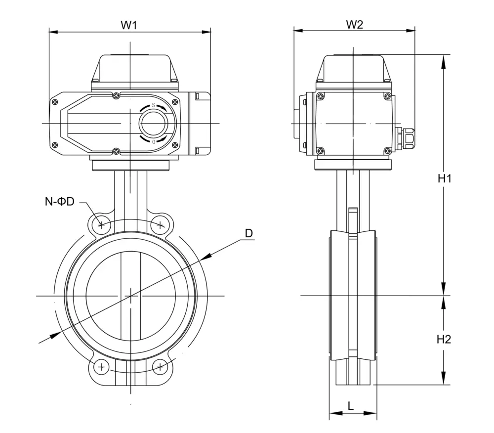 Electric PTFE-Lined Butterfly Valve 8 衬氟蝶阀尺寸图
