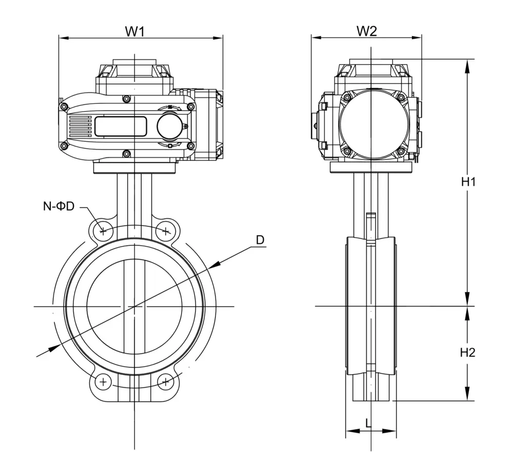 Explosion-proof Soft-sealed Butterfly Valve 4 防爆对夹蝶阀尺寸图