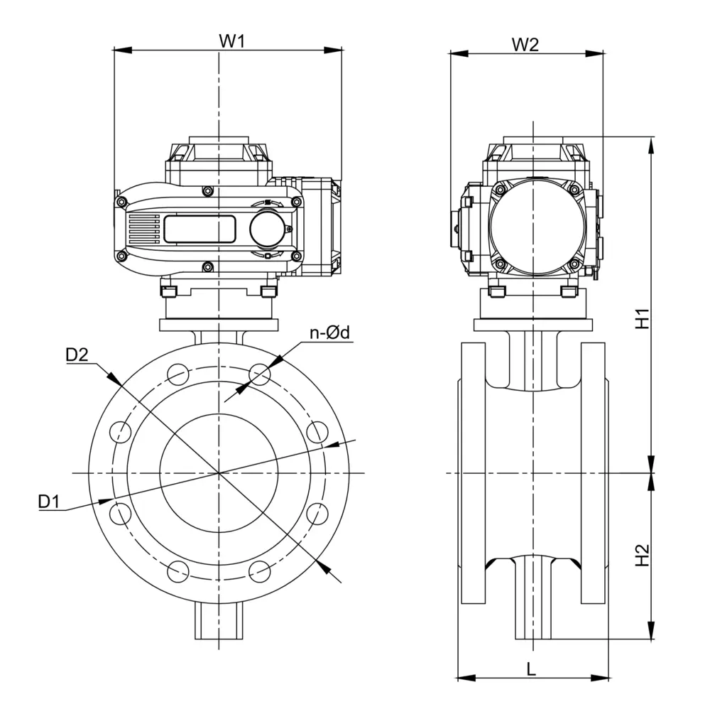 Explosion-proof Soft-sealed Butterfly Valve 6 防爆法兰蝶阀尺寸图