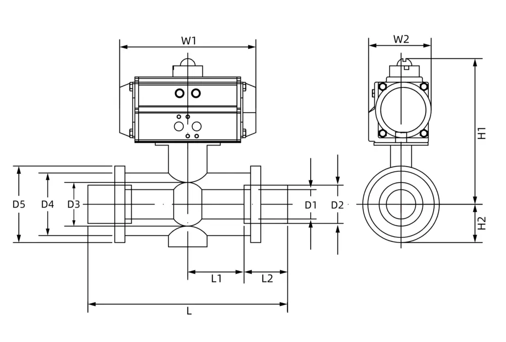 Pneumatic Plastic Anti-Corrosion Ball Valve 7 气动塑胶防腐活接尺寸图